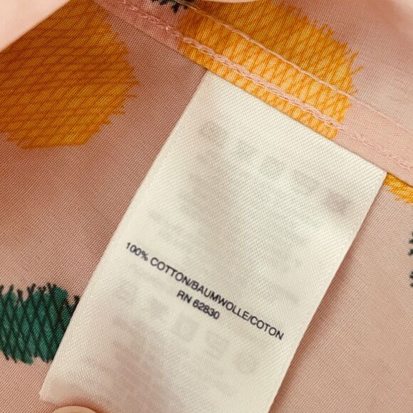 ~ Lands' End 16p Pineapple Print No-Iron Cotton Sleeveless Shirt Button-Up Pink - Picture 11 of 11